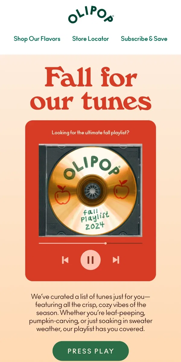 Email from OLIPOP. A Sweet Escape 🎶