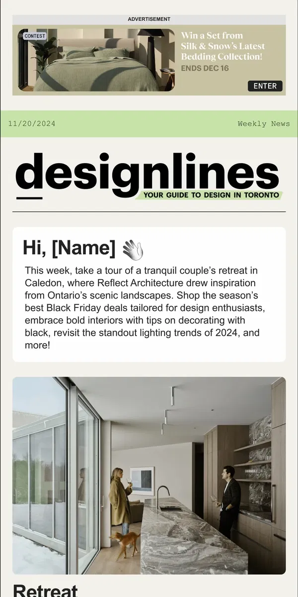 Email from Designlines. A Couple’s Retreat Informed by Its Scenic Locale