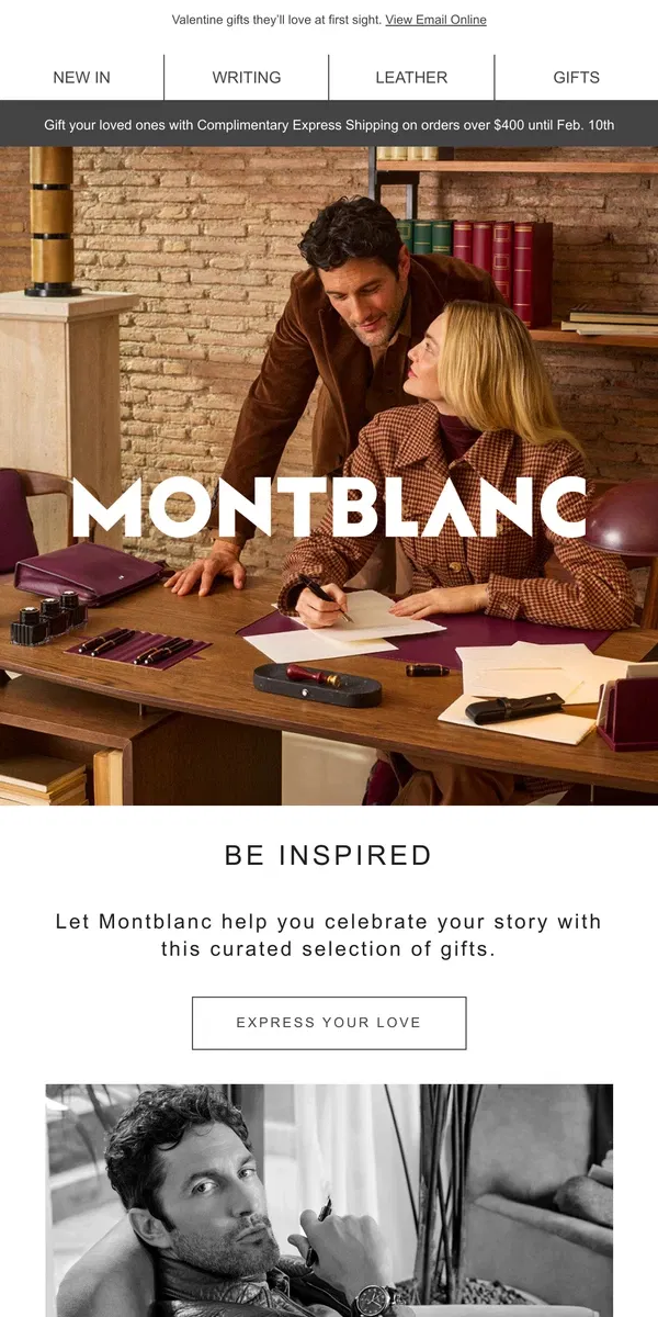 Email from Montblanc. Every love story deserves a timeless gift