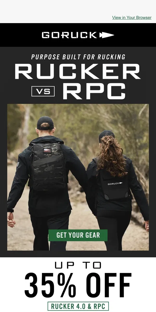 Email from GORUCK. Which Do You Choose: Rucker vs RPC