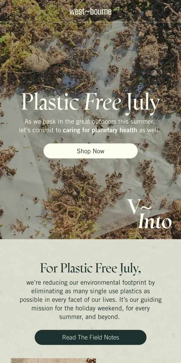 Email from west-bourne. V~Into: Plastic Free July