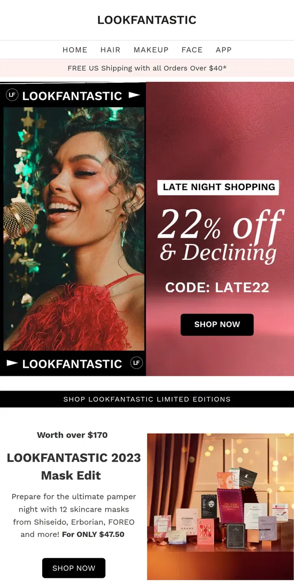 Email from LOOKFANTASTIC. Your Time Starts NOW! 22% Off & Declining 🏃‍♂️