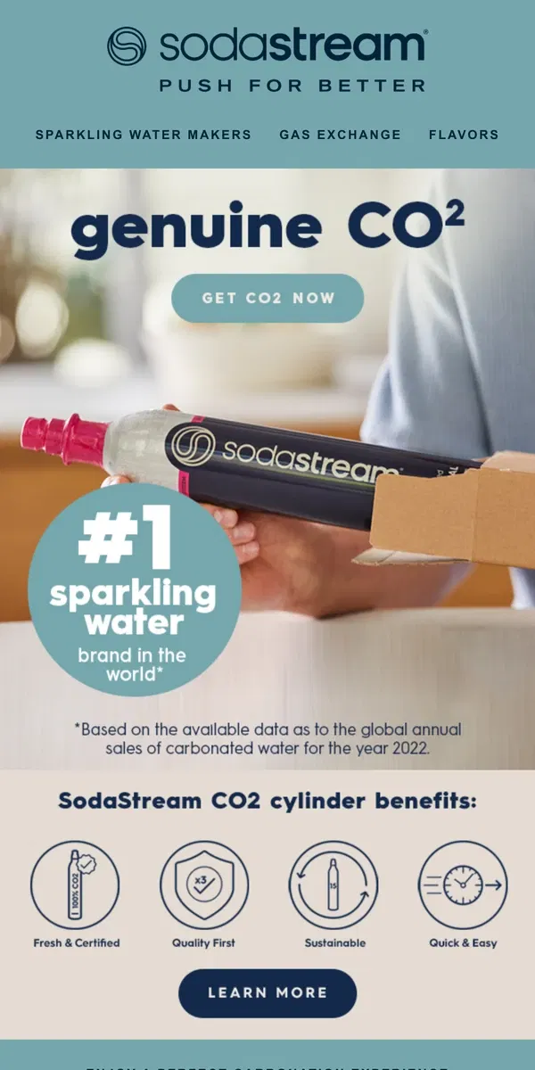 Email from SodaStream. Keep sparkling with the SodaStream CO2 Cylinders