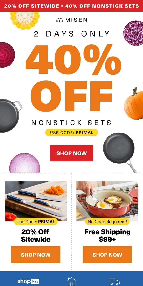 Email from Misen. 40% off Nonstick Sets - going on now!