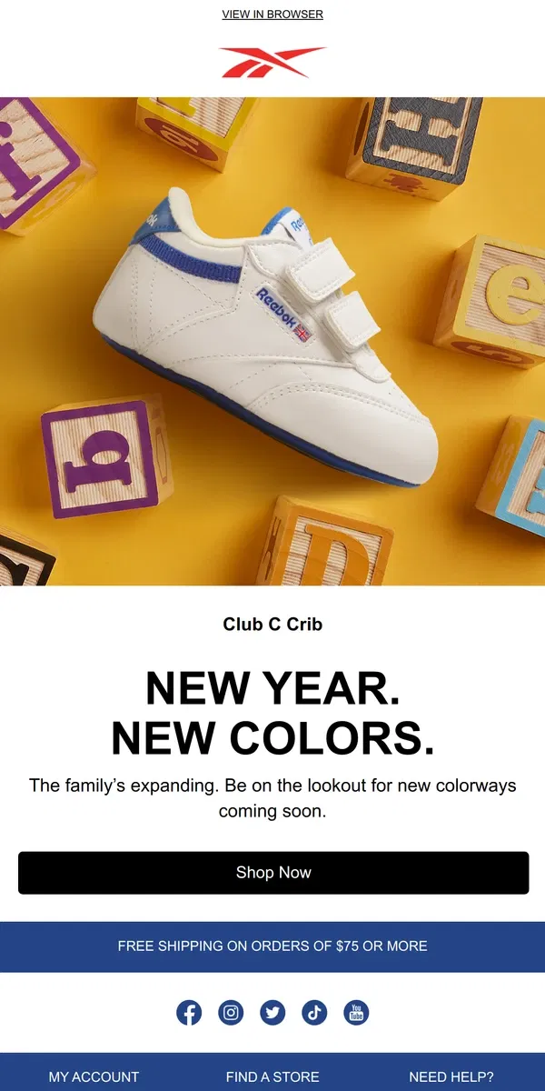 Email from Reebok. Club C Crib is about to expand 👀