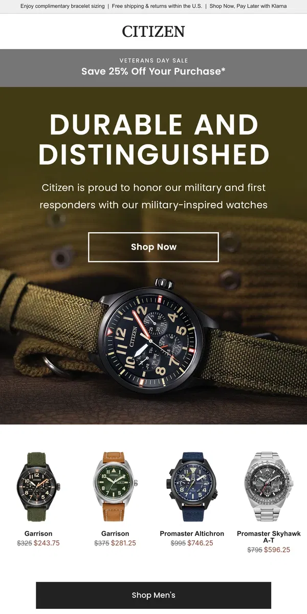 Email from Citizen Watch. Honoring Those Who Serve