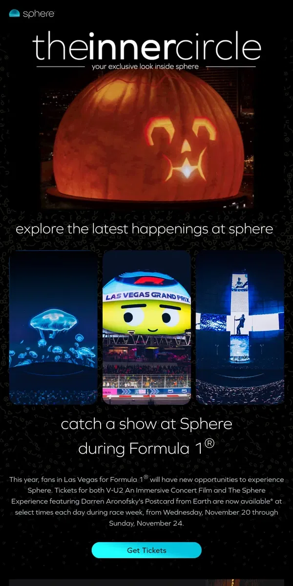 Email from Sphere. Fall Into Magical Experiences at Sphere