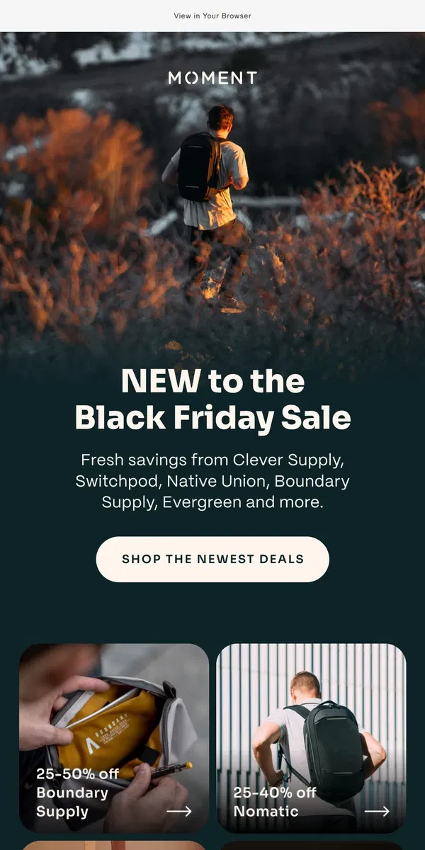 Email from Moment. NEW Items Added to Black Friday Sale