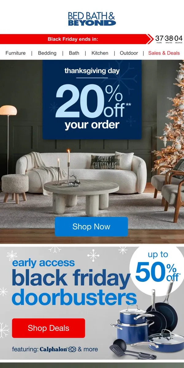 Email from Bed Bath & Beyond. 🦃 Gobble Up 20% Off Your Entire Order