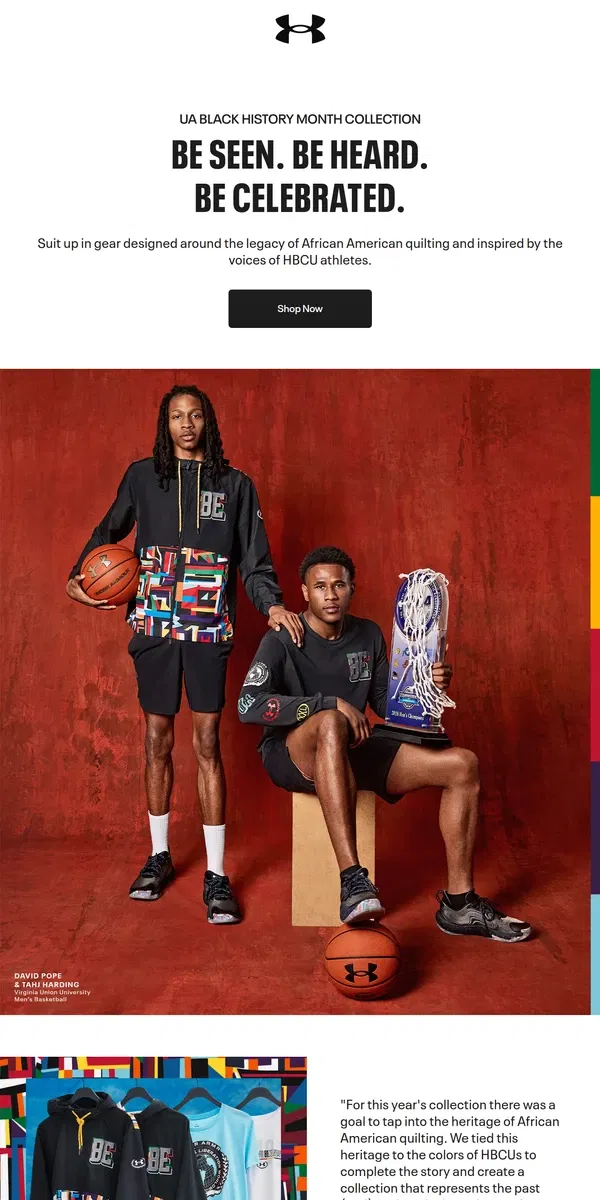 Email from Under Armour. Gear up in the Black History Month Collection