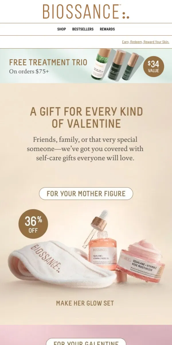 Email from Biossance. Cupid called 📞 your Valentine wants THIS 💘