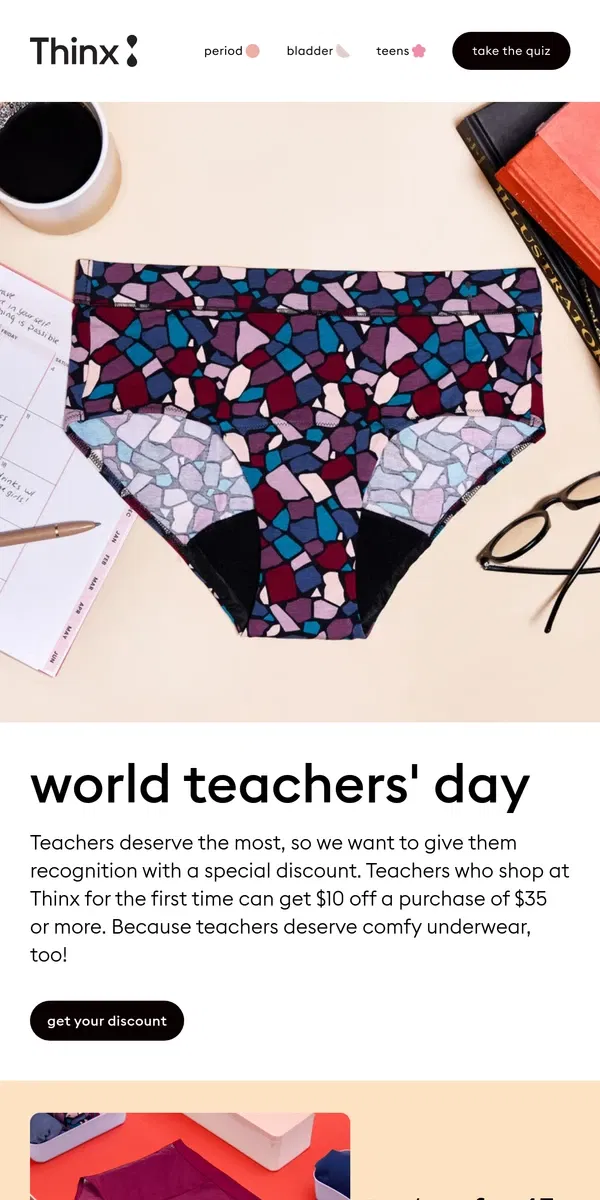 Email from Thinx. We ❤️ teachers!