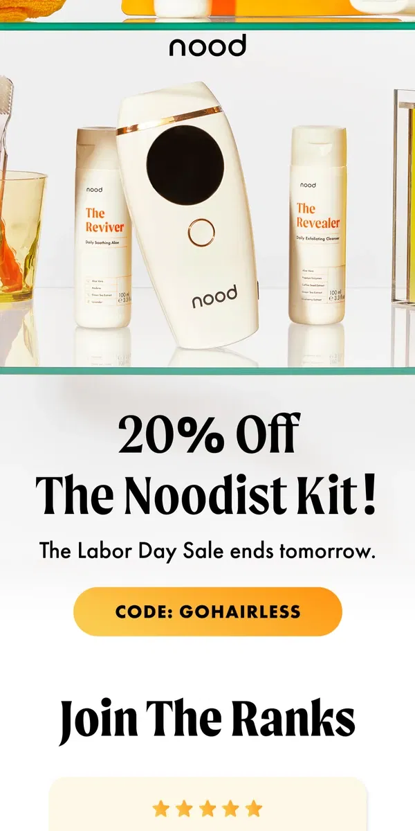 Email from Nood. ENDS SOON: The Labor Day Sale