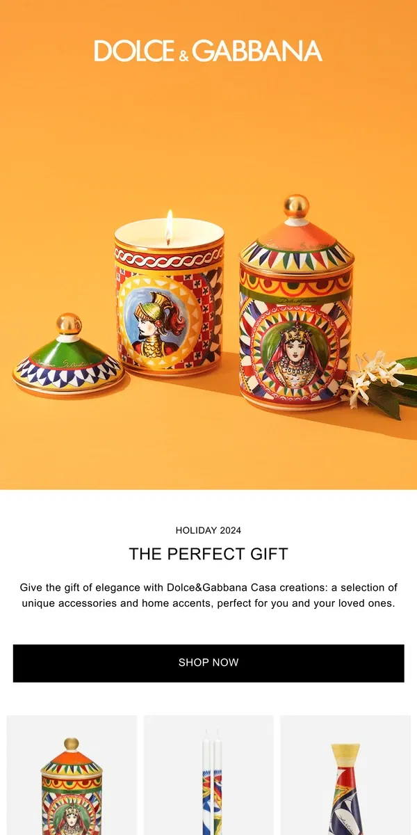 Email from Dolce & Gabbana. Unique gifts for the home