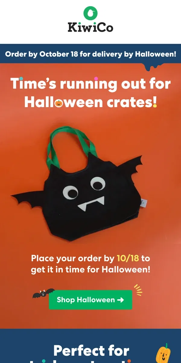 Email from KiwiCo. 🕷️Trick or Treat? Shop Halloween crates today!