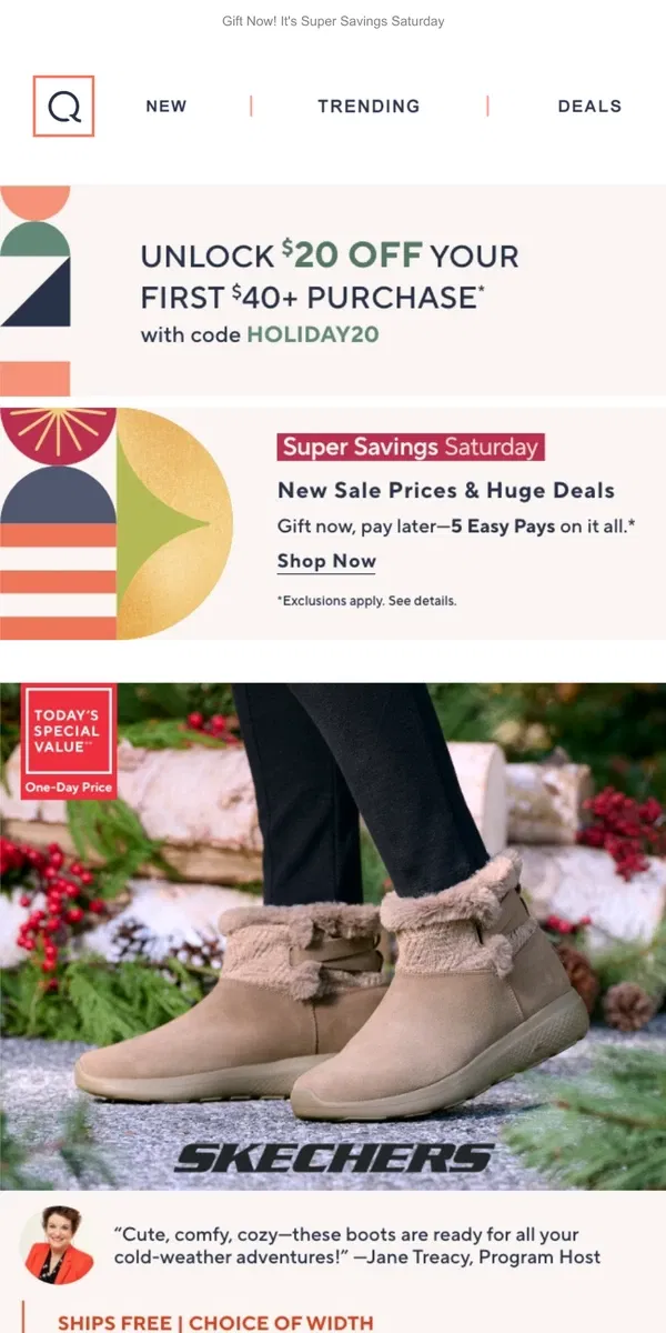 Email from QVC. No-Brainer Winter Boots