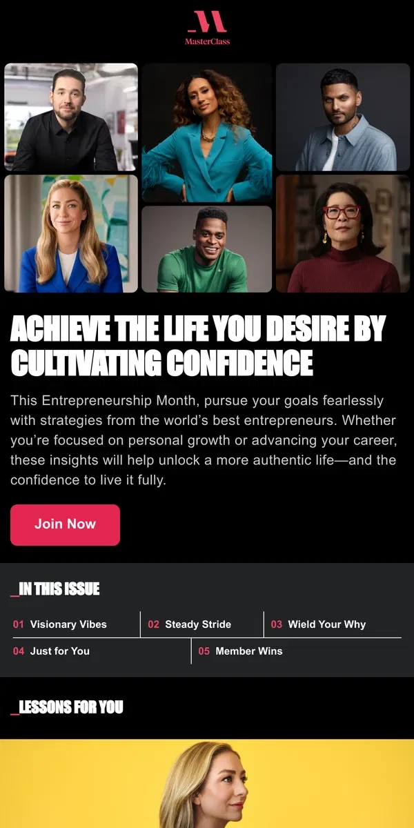 Email from Masterclass. Fuel personal growth with entrepreneurial instinct