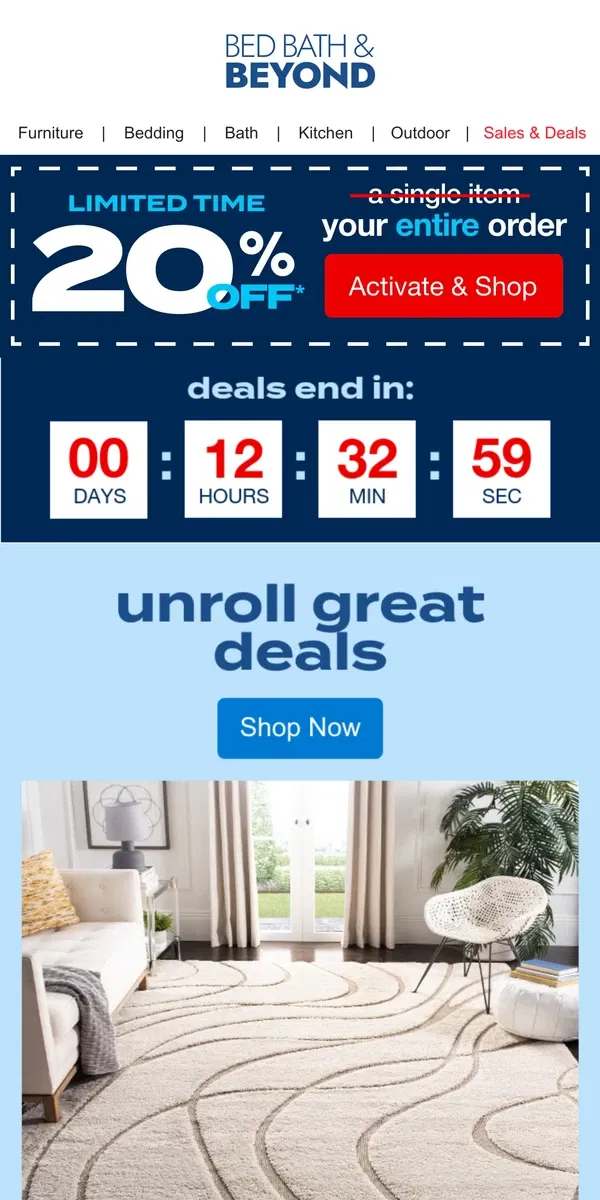 Email from Bed Bath & Beyond. ⭐️ Save 20% off* & Grab Great Deals for Every Room ⭐️