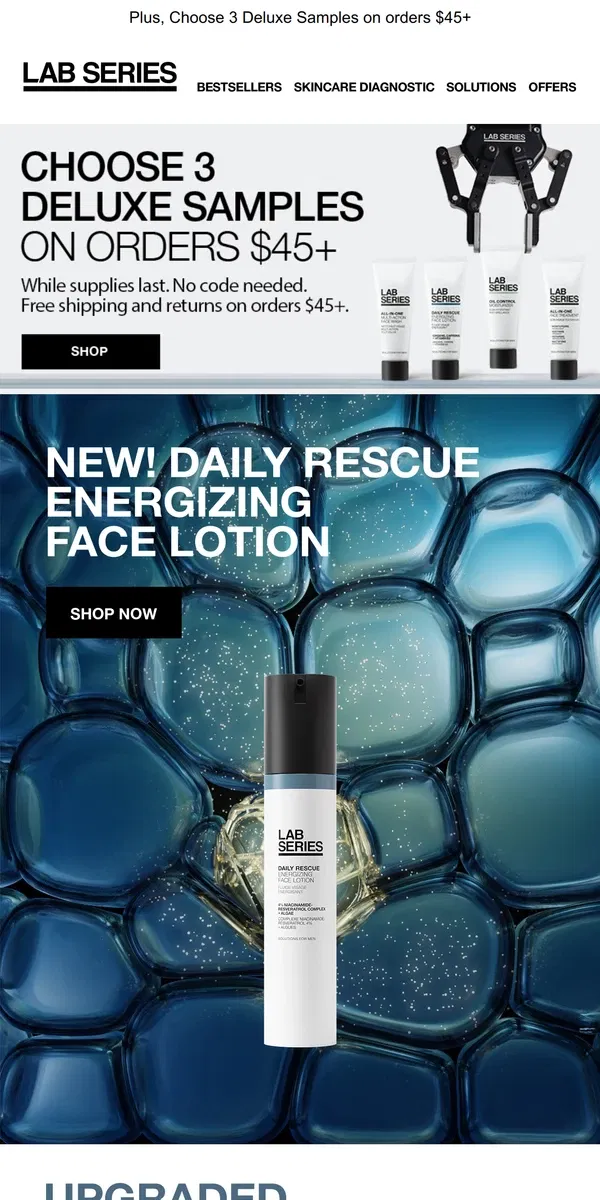 Email from Lab Series. NEW! Daily Rescue Energizing Face Lotion