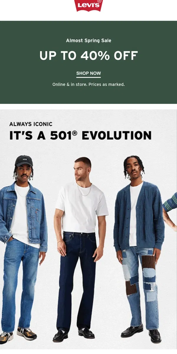 Email from Levi's. New levels of iconic