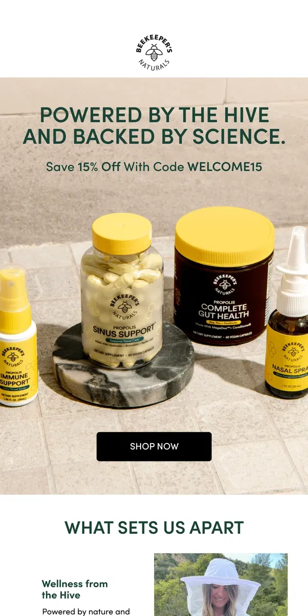 Email from Beekeeper's Naturals. Nature-Powered & Science-Backed