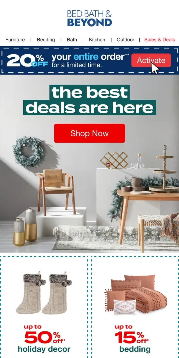 Email from Bed Bath & Beyond. 20% off Your Order + Shop our BEST Deals 🤩