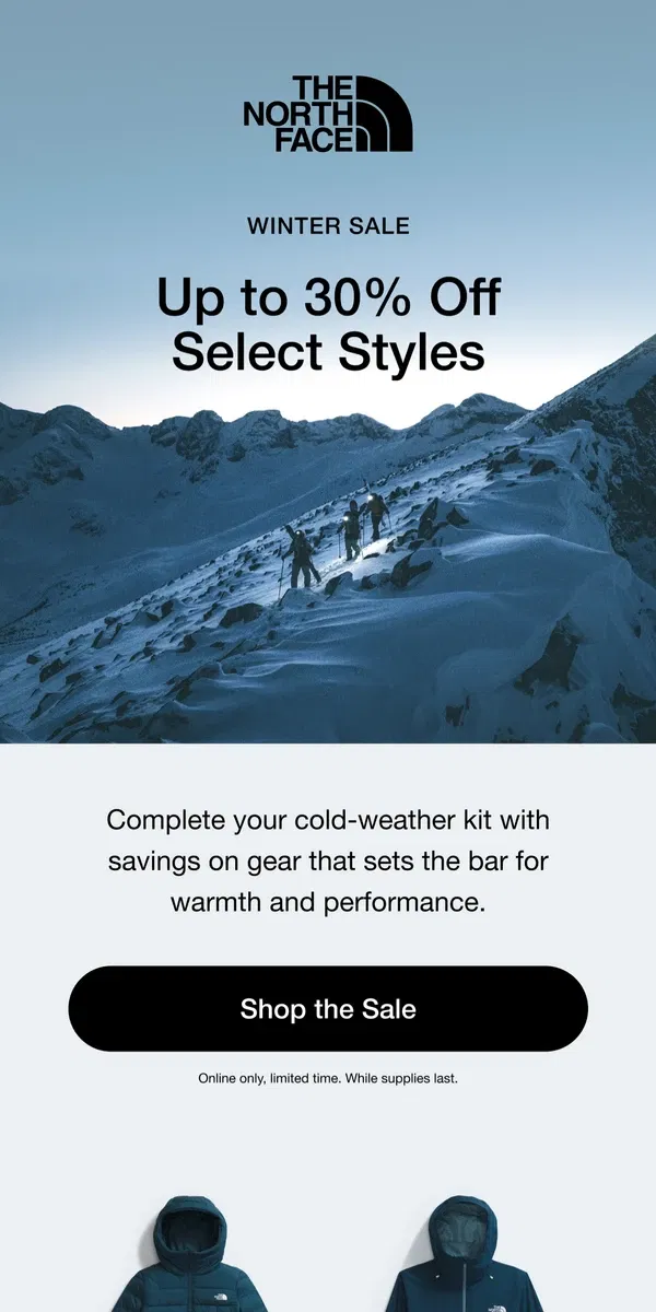 Email from The North Face. ❄️ The Winter Sale is here ❄️