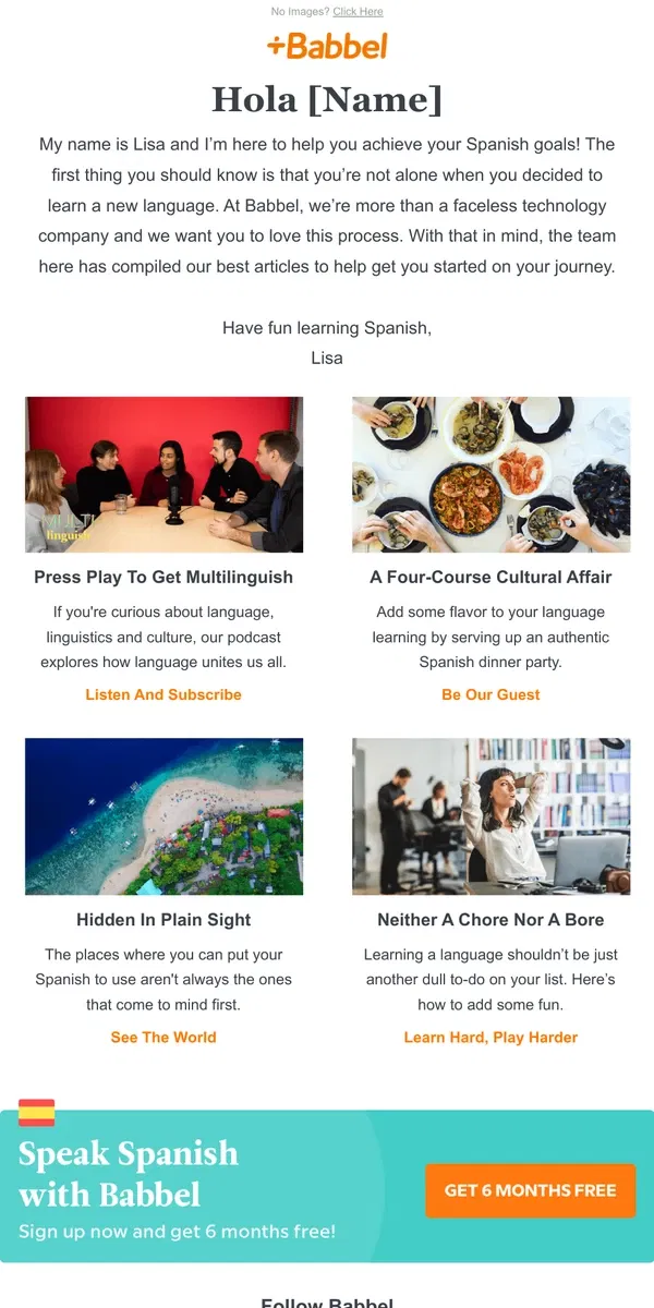Email from Babbel. How you can learn Spanish successfully 🤓