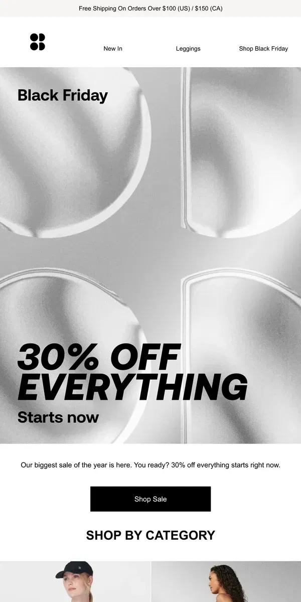 Email from Sweaty Betty. Black Friday starts NOW 🖤 30% off everything