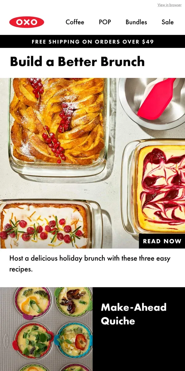 Email from OXO. Who needs dinner when you have holiday brunch?