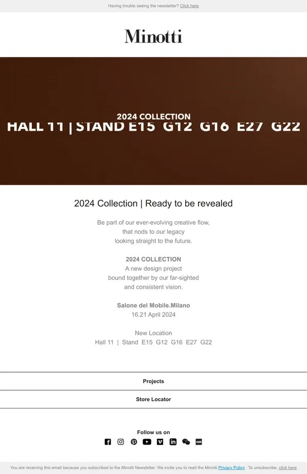 Email from MINOTTI. 2024 Collection | Ready to be revealed