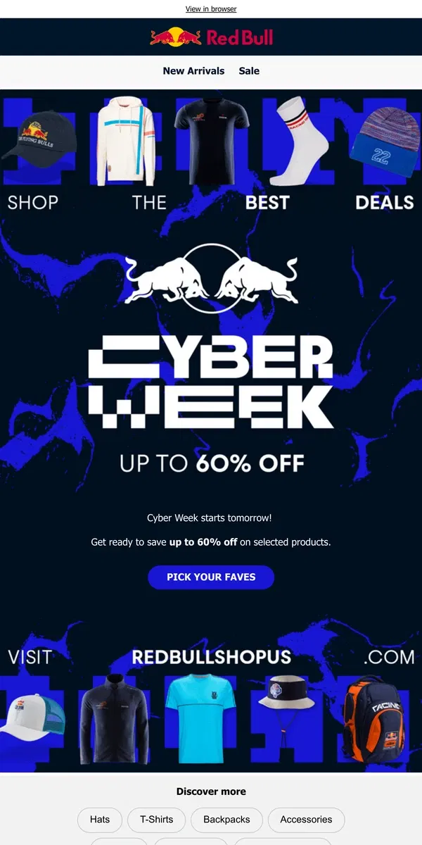 Email from Red Bull. Cyber Week kicks off tomorrow ⏳