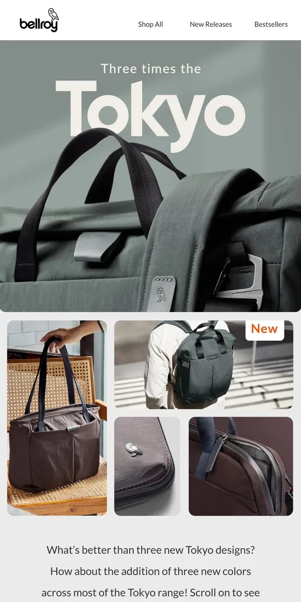 Email from Bellroy. New Tokyo, all here.