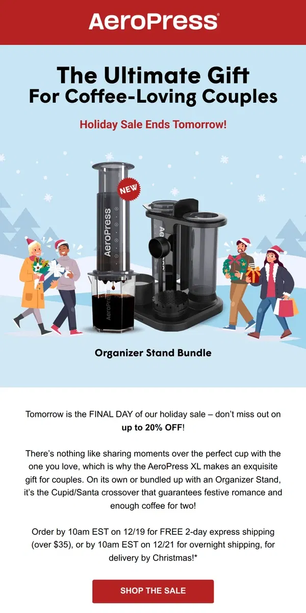 Email from AeroPress. Coffee Gift for Couples?