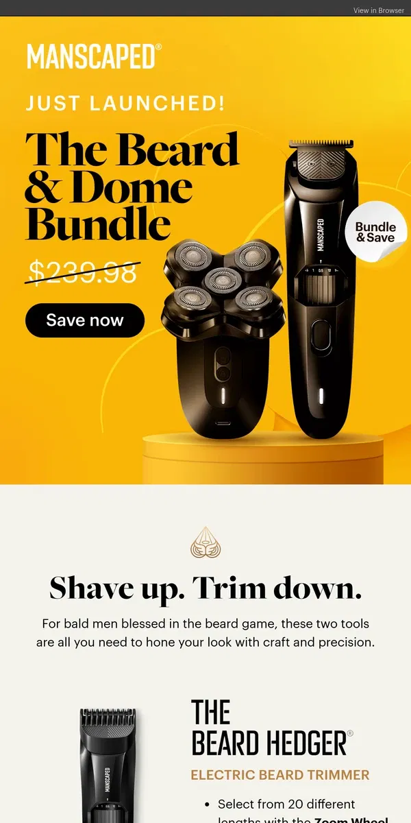 Email from MANSCAPED. Two tools for one smooth look