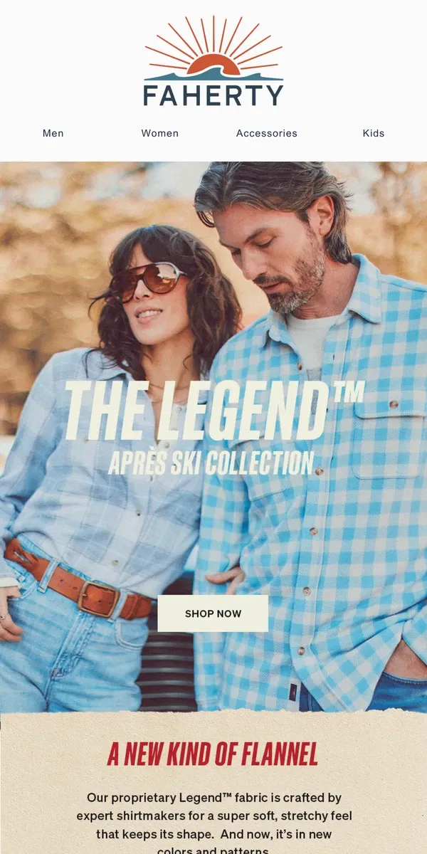 Email from Faherty. New Legend Colorways Just Dropped