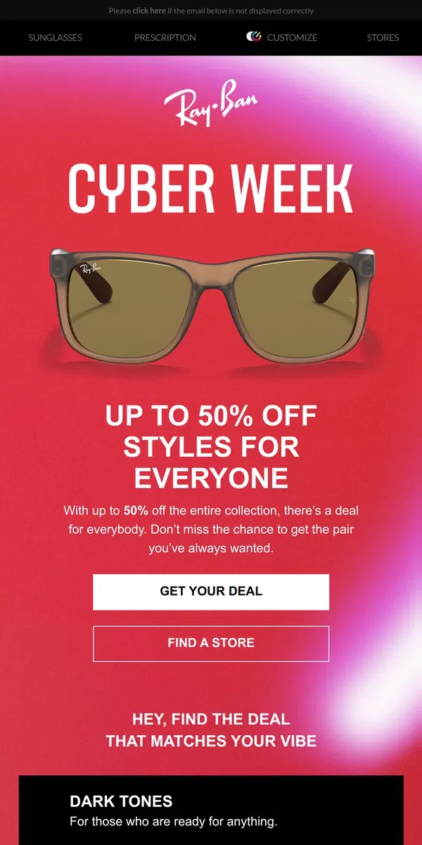 Email from Ray-Ban. There’s a deal for everyone this year