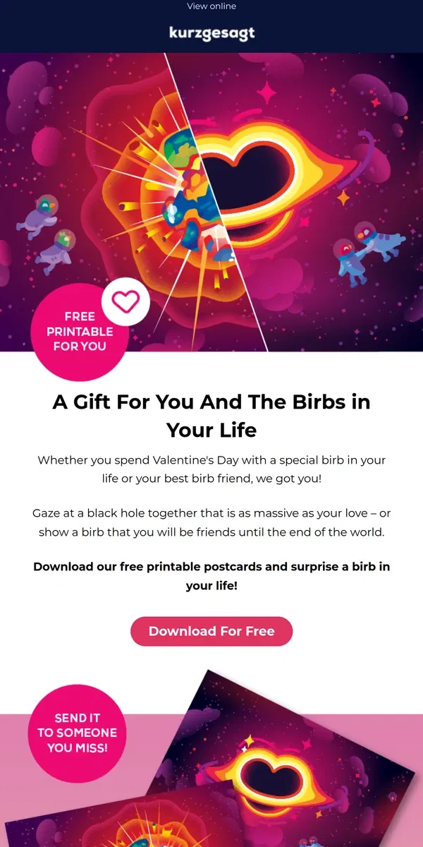 Email from Kurzgesagt. The birbs have something for you! 🦆💖