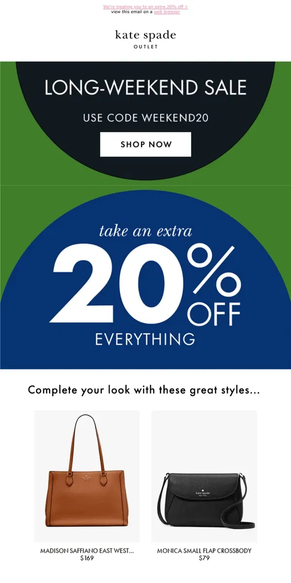 Email from Kate Spade. Everything is on sale!