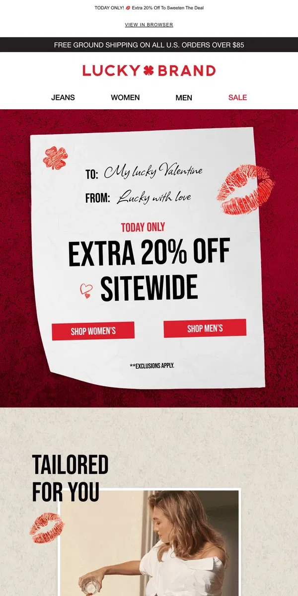 Email from Lucky Brand. NEW: Tailored Looks For You