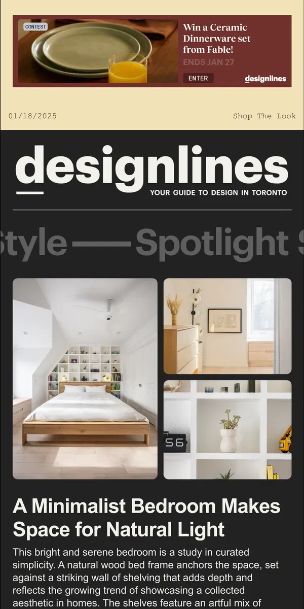 Email from Designlines. Style Spotlight: Clean & Contemporary