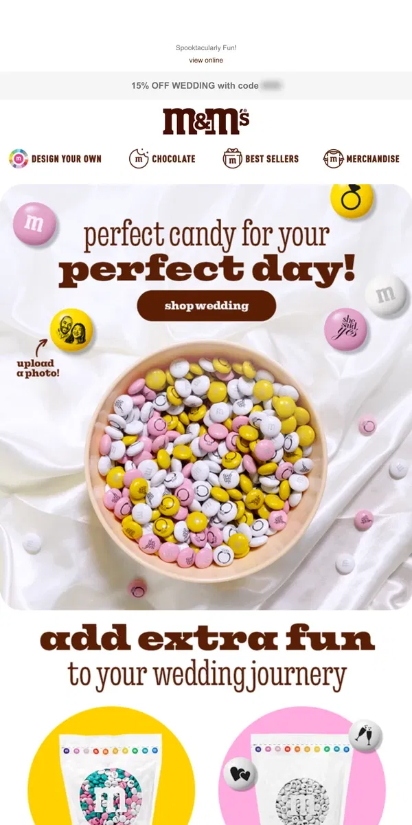 Email from M&M's. Sweeten Your Happily Ever After