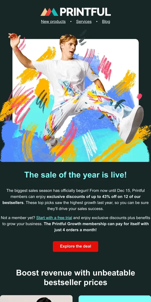 Email from Printful. 🔥 The biggest sale of the year is here