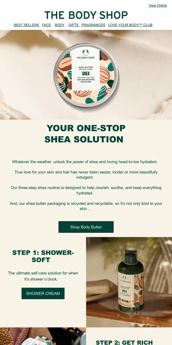 Email from The Body Shop. It’s all about that shea routine