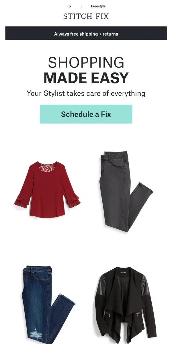 Email from Stitch Fix. Stylist-selected, just for you