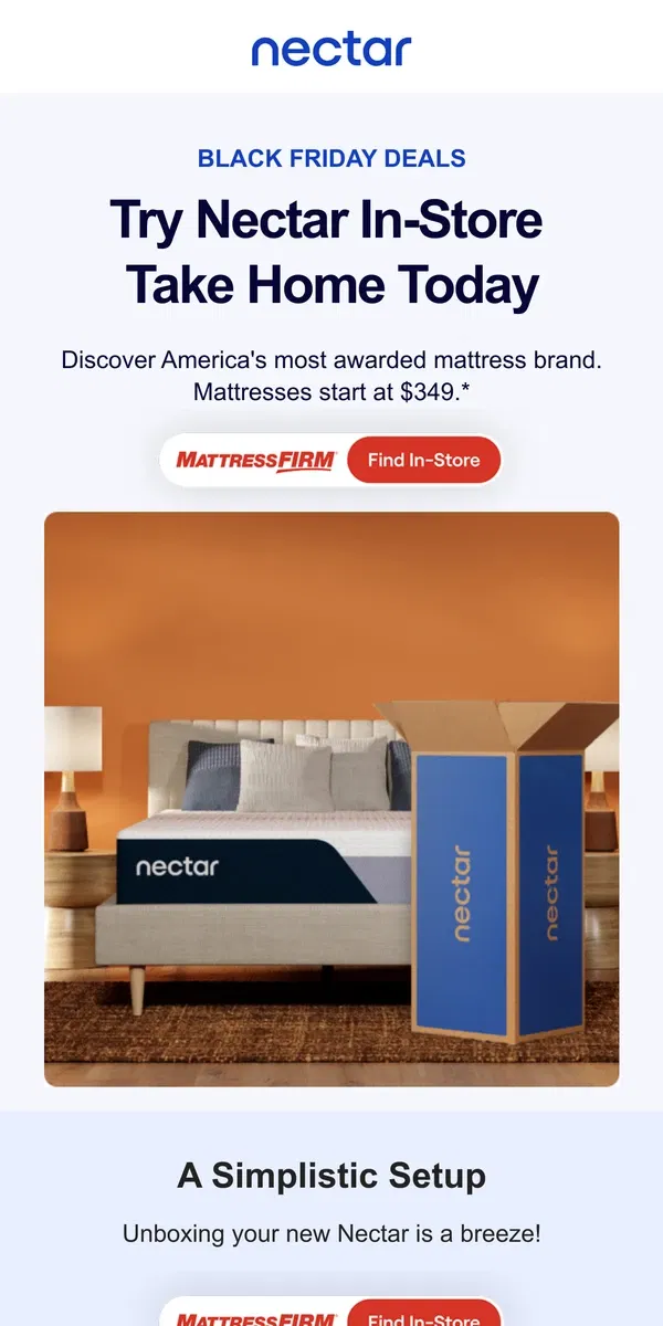 Email from Nectar. Put your search to 🛏️ this Black Friday! Discover more at Mattress Firm.📍