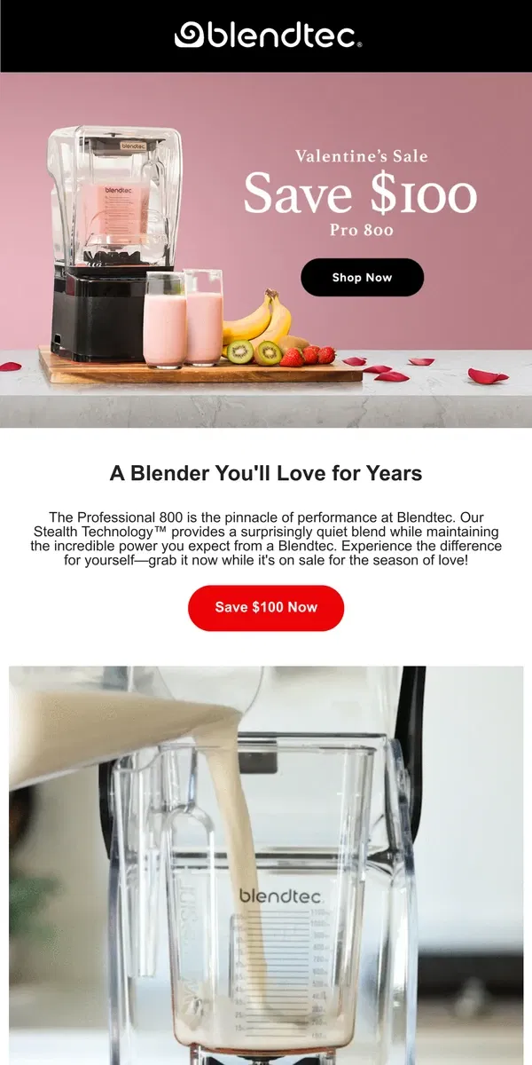 Email from Blendtec. Fall in Love with Our Quiet Blending