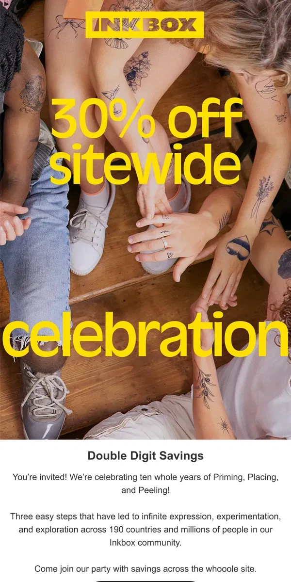 Email from Inkbox. 30% OFF 🎂 Sitewide Celebration