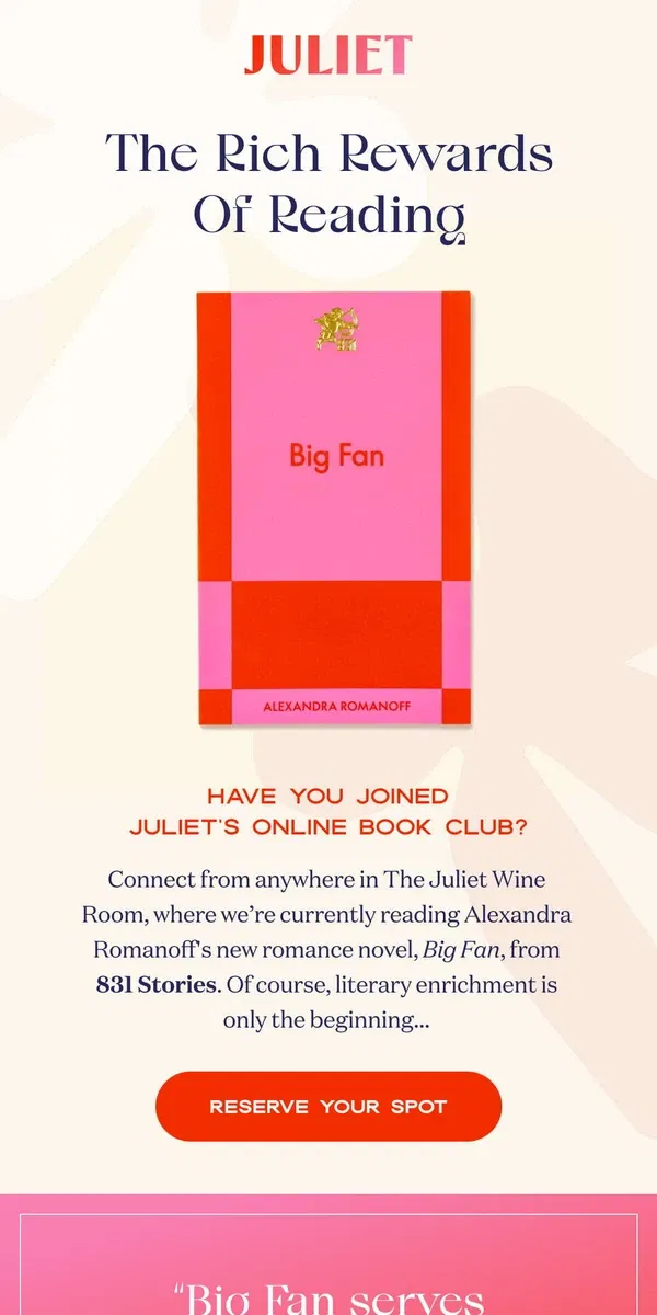 Email from JULIET. The Benefits of Reading…