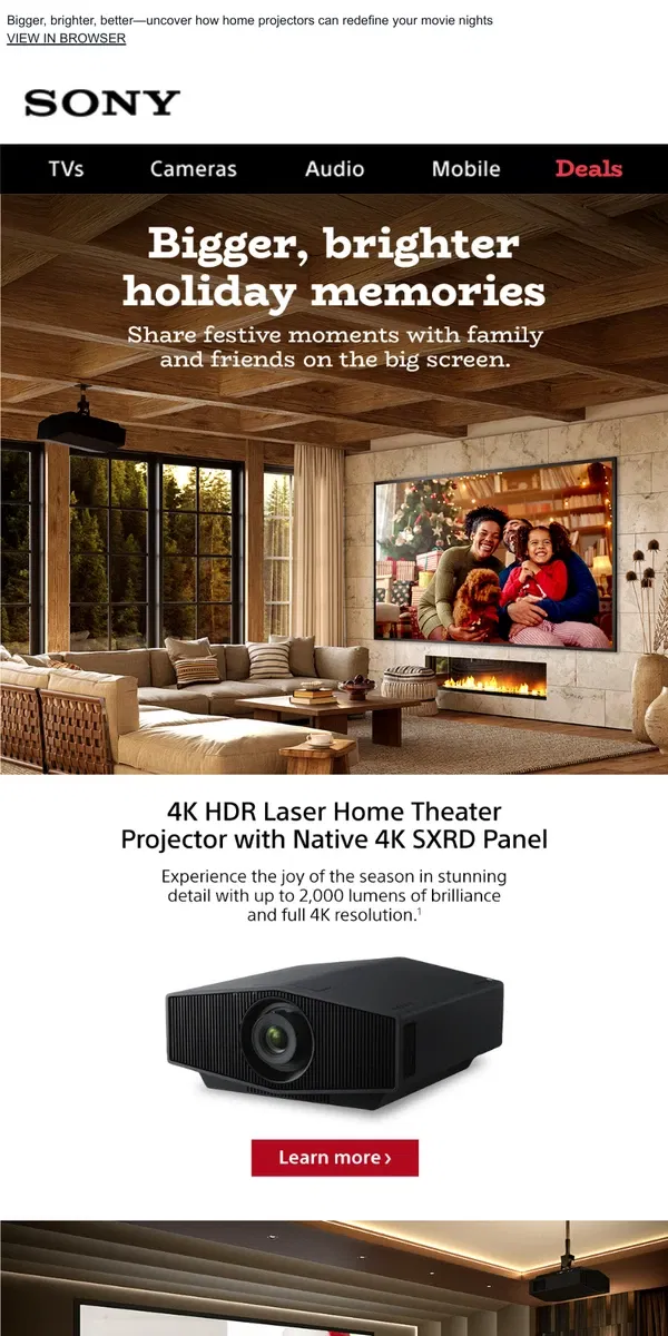 Email from Sony. Big Screen Dreams Start Here | Discover Home Theater Projectors